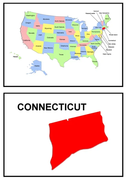 美国国家地图 conntecticut — 图库照片
