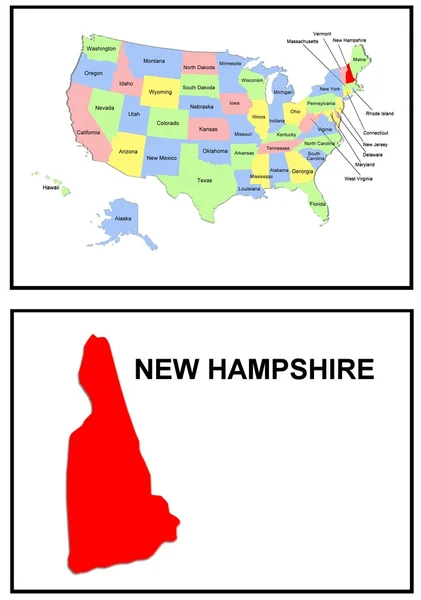 Mappa degli Stati Uniti New Hampshire — Foto Stock