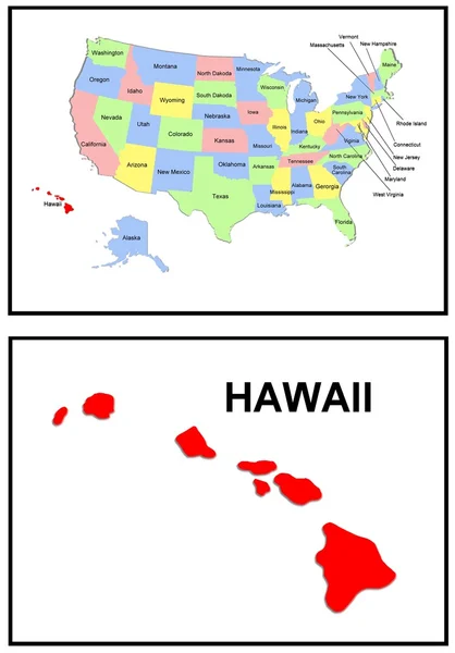 Mappa degli Stati Uniti Hawaii — Foto Stock