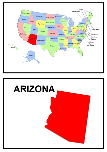 Mapa del estado de Arizona —  Fotos de Stock