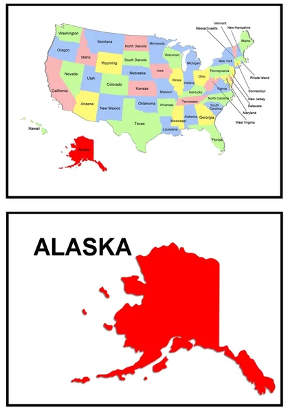 美国国家地图阿拉斯加 — 图库照片