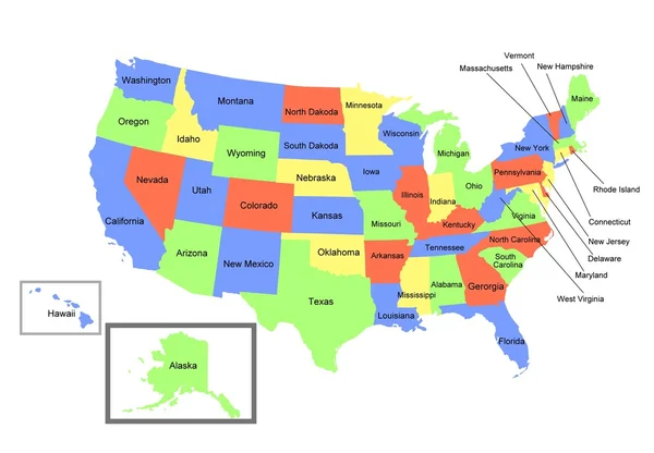Цветная карта США — стоковое фото