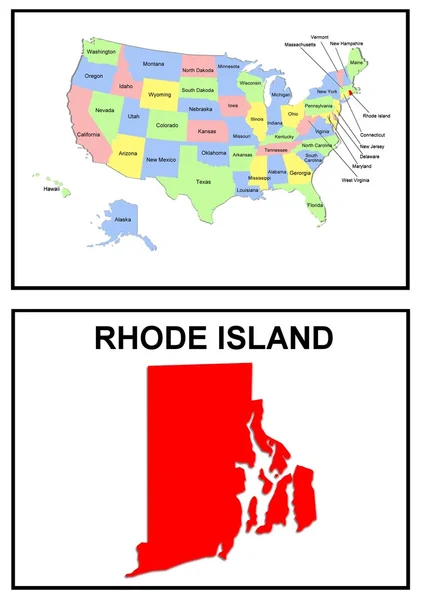 Mappa degli Stati Uniti Rhode Island — Foto Stock