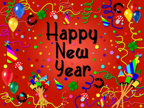 Colorful happy new year background red — Stock Photo, Image