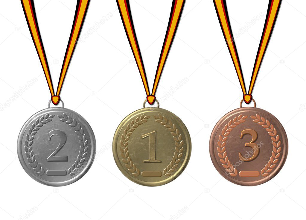 Sports medals silver gold bronze