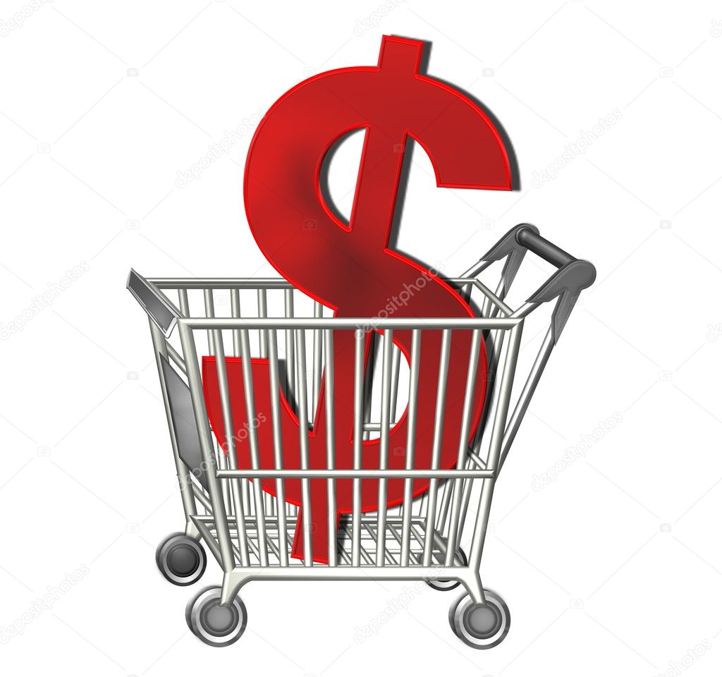 Dollar sign in shopping cart