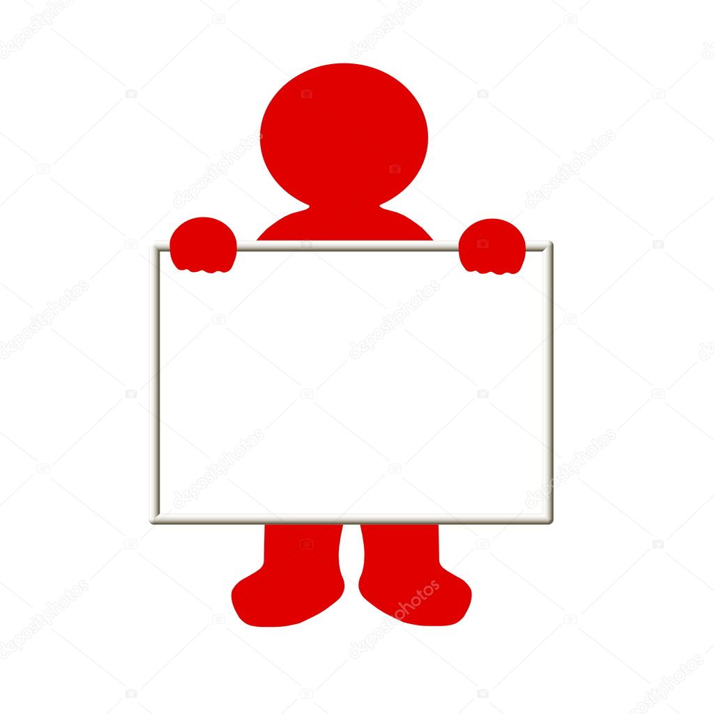 Symbolized person holding a sign