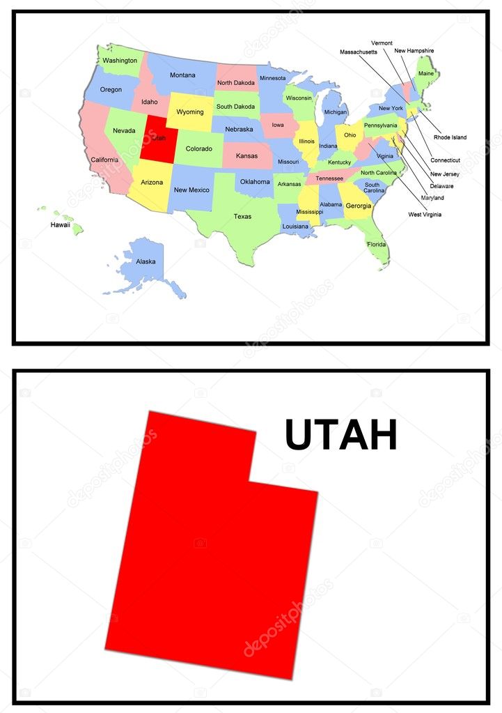 mapa de estado de Estados Unidos utah — Foto de stock © pdesign 1768704