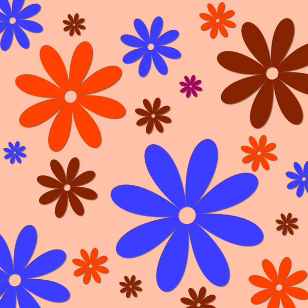 Çiçek arka plan mavi turuncu — Stok fotoğraf