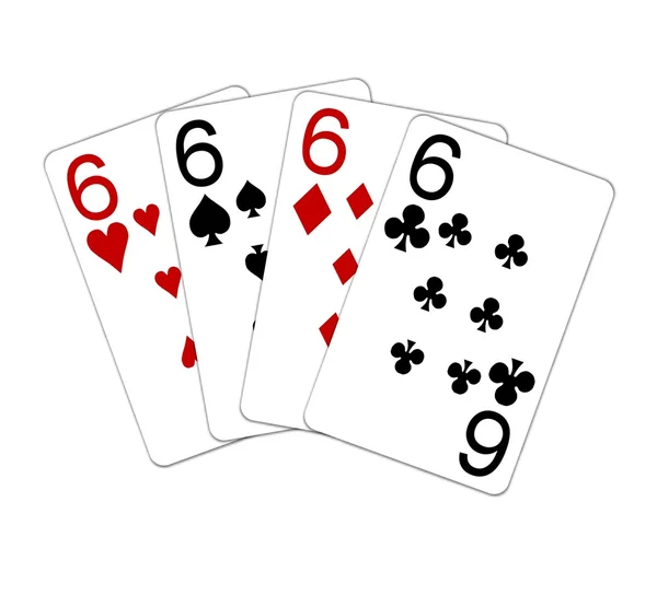 Poker Hand Quads Sixes — Stock Photo, Image