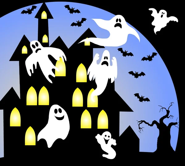 Uhyggelig Halloween hus baggrund - Stock-foto