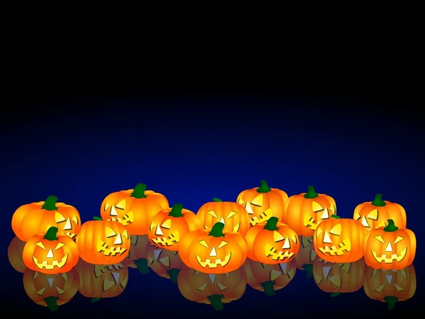 Halloween pumpkins arka plan mavi — Stok fotoğraf