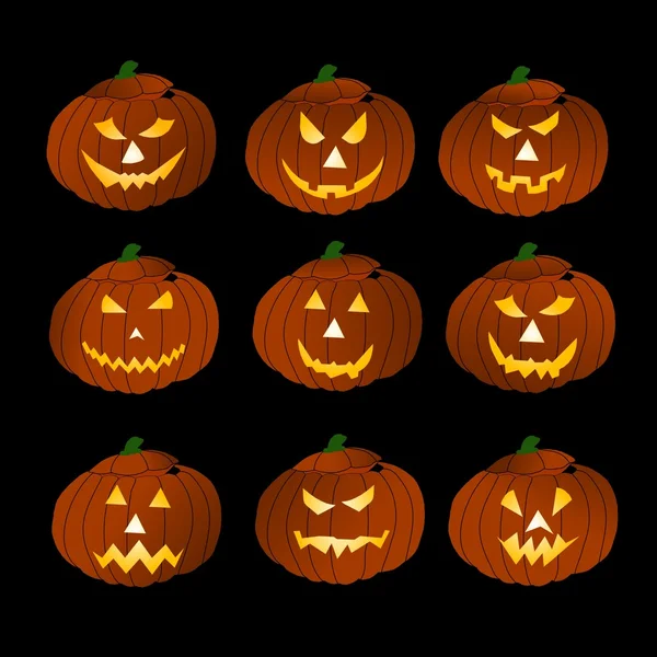 Halloween Pumpkins on black background — Stock Photo, Image