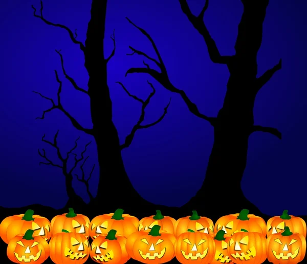 Halloween pumpkins background blue — Stock Photo, Image