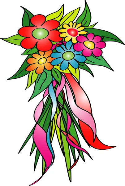 Απεικόνιση των ζωηρόχρωμων λουλουδιών — Διανυσματικό Αρχείο