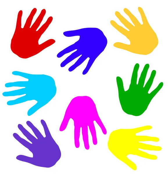 Huellas de manos coloridas — Archivo Imágenes Vectoriales