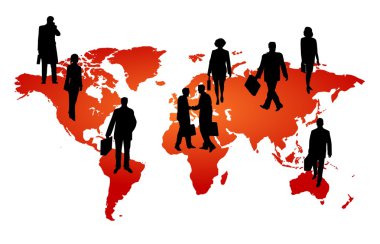Global business on world map clipart