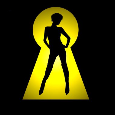 Sexy lady in a keyhole clipart