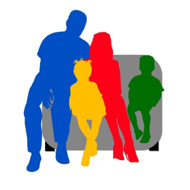 Young family on a couch clipart