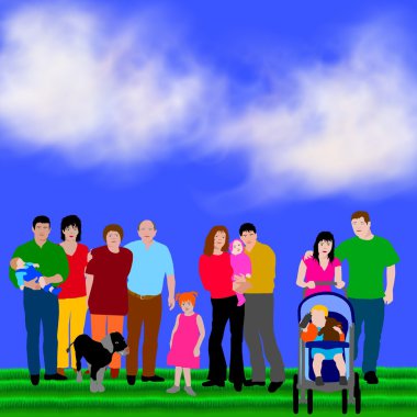 Family outdoors clipart