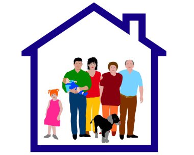 Family in a house clipart