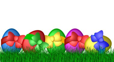 otların içinde renkli Paskalya yumurtaları