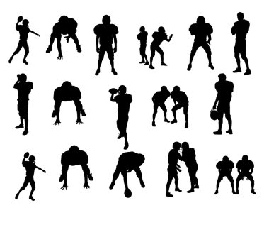 Silhouettes of football players clipart