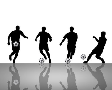 Reflecting silhouettes of soccer player clipart