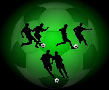 Soccer ball with silhouettes clipart