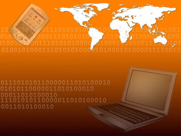 Mobile computing background orange — Stock Photo, Image