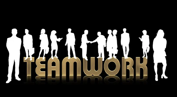 Бизнес-слоган Teamwork Silhouettes — стоковое фото