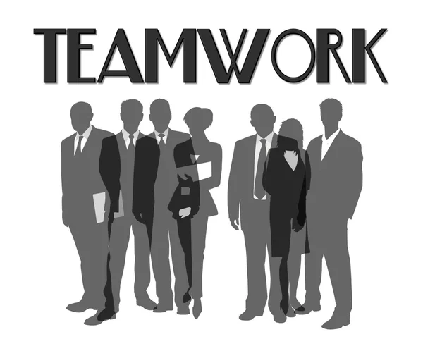 Bedrijf slogan teamwerk silhouetten — Stockfoto