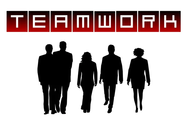 Firmenslogan Teamwork Silhouetten — Stockfoto