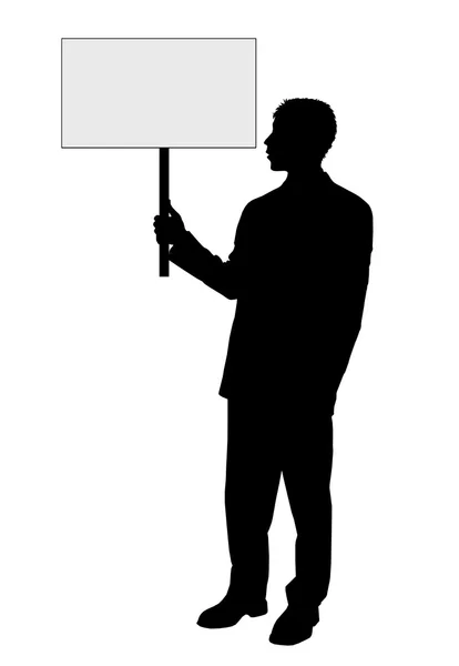 Uomo d'affari in possesso di un segno — Foto Stock