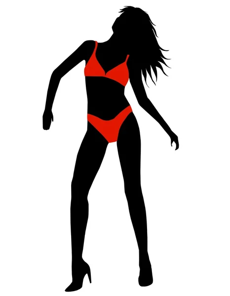 Biquíni menina silhueta vermelho — Fotografia de Stock