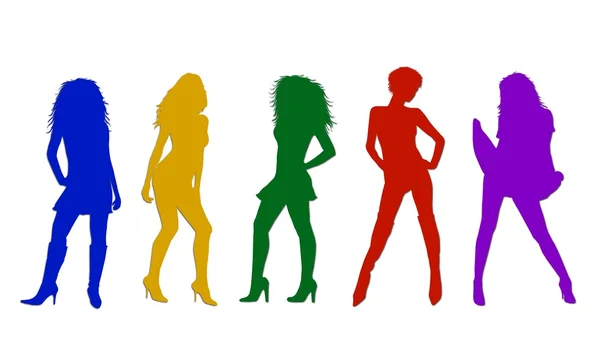 Sexy girls silhouettes colored — Stock Photo, Image