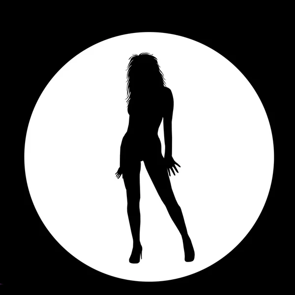 Sexy Lady Silhouette in white circle — Stock Photo, Image