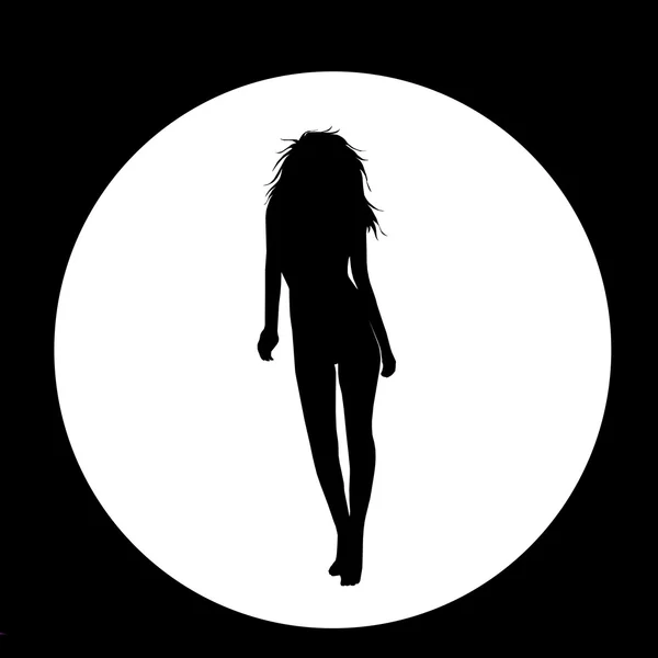 stock image Sexy Lady Silhouette in white circle