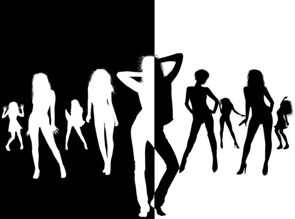 Sexy meisjes silhouetten achtergrond — Stockfoto