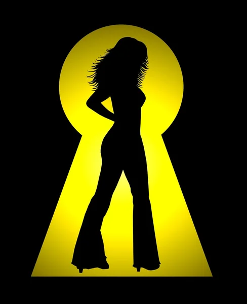 Sexy lady in a keyhole — Stock Photo, Image