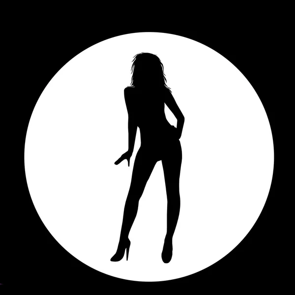 Σέξι κυρία σιλουέτα σε λευκό κύκλο — Φωτογραφία Αρχείου