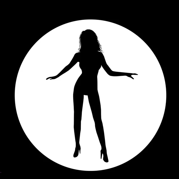 Sexy Lady Silhouette in white circle — Stock Photo, Image