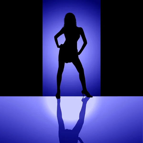 Sexy Lady Silhouette background blue — Stock Photo, Image