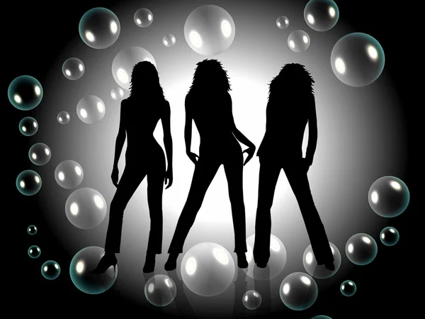 Sexy girls z tło bubbles — Zdjęcie stockowe