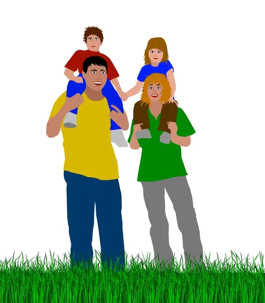 Jonge gezin buiten — Stockfoto