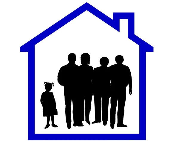 Family in a house — Stock Photo, Image