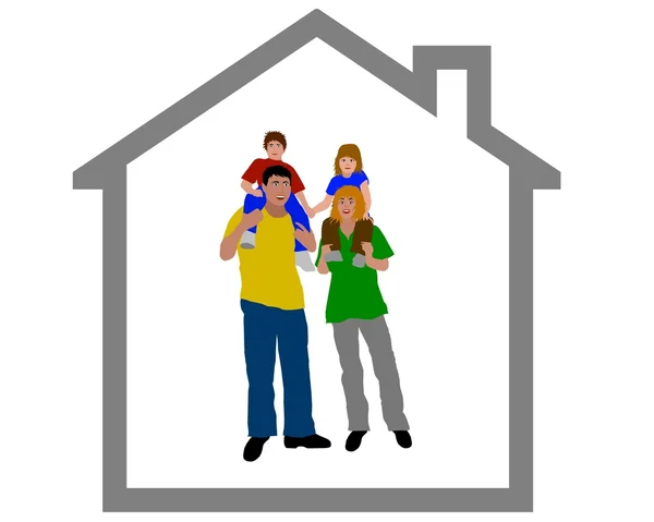 Jonge gezin in een huis — Stockfoto