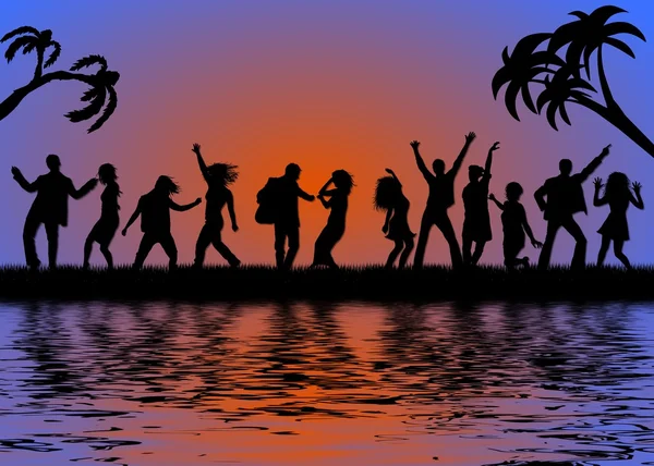 Background with dancing on beach — Stock Photo, Image