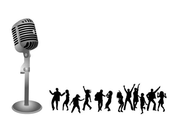 Dancing with microphone — Stock Photo, Image