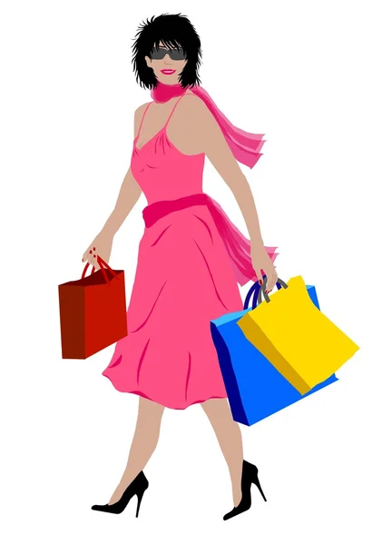 Mujer con bolsas de compras — Foto de Stock